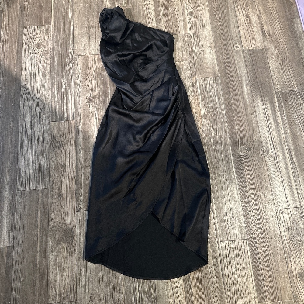 Black satin dress